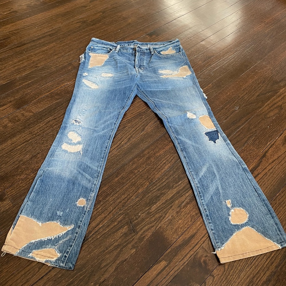 RL Denim & Supply Straight Khaki Patch 33X32 Jeans. Great condition